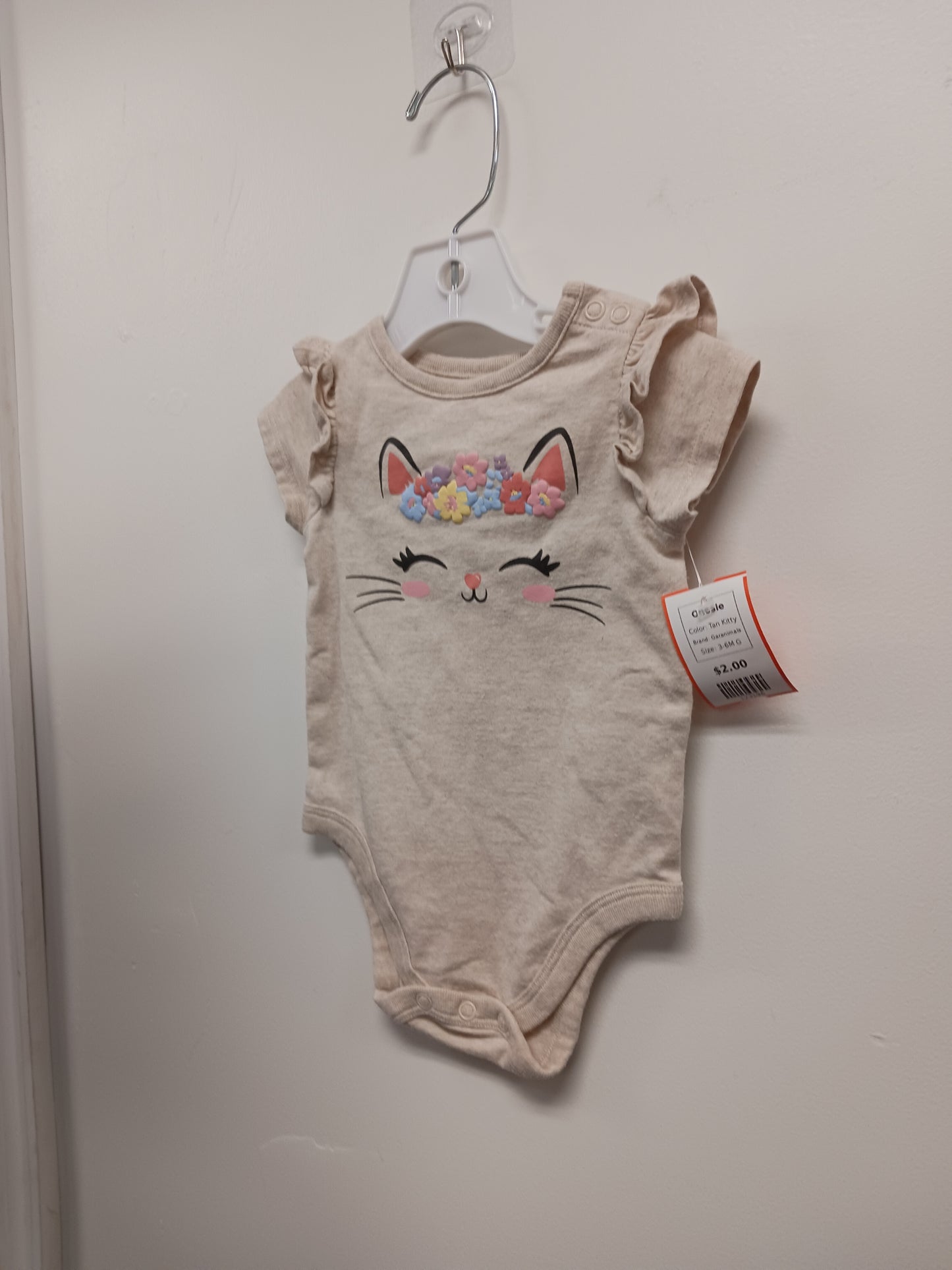 Tan Kitty Garanimals Onesie, 3-6M G