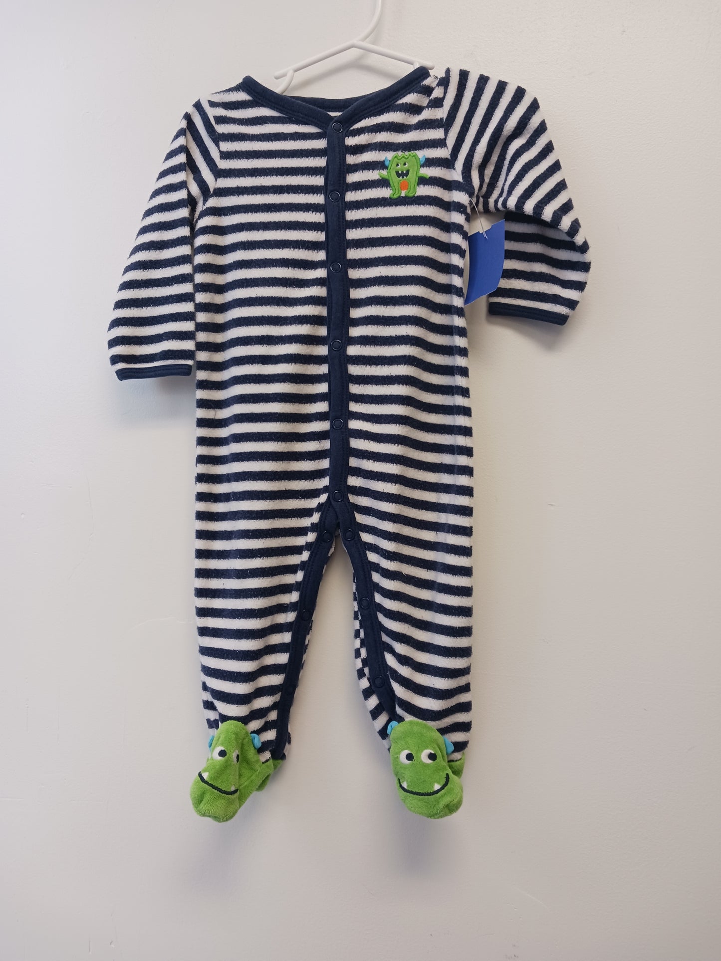 blue/white Carters Striped Sleeper, 9M B