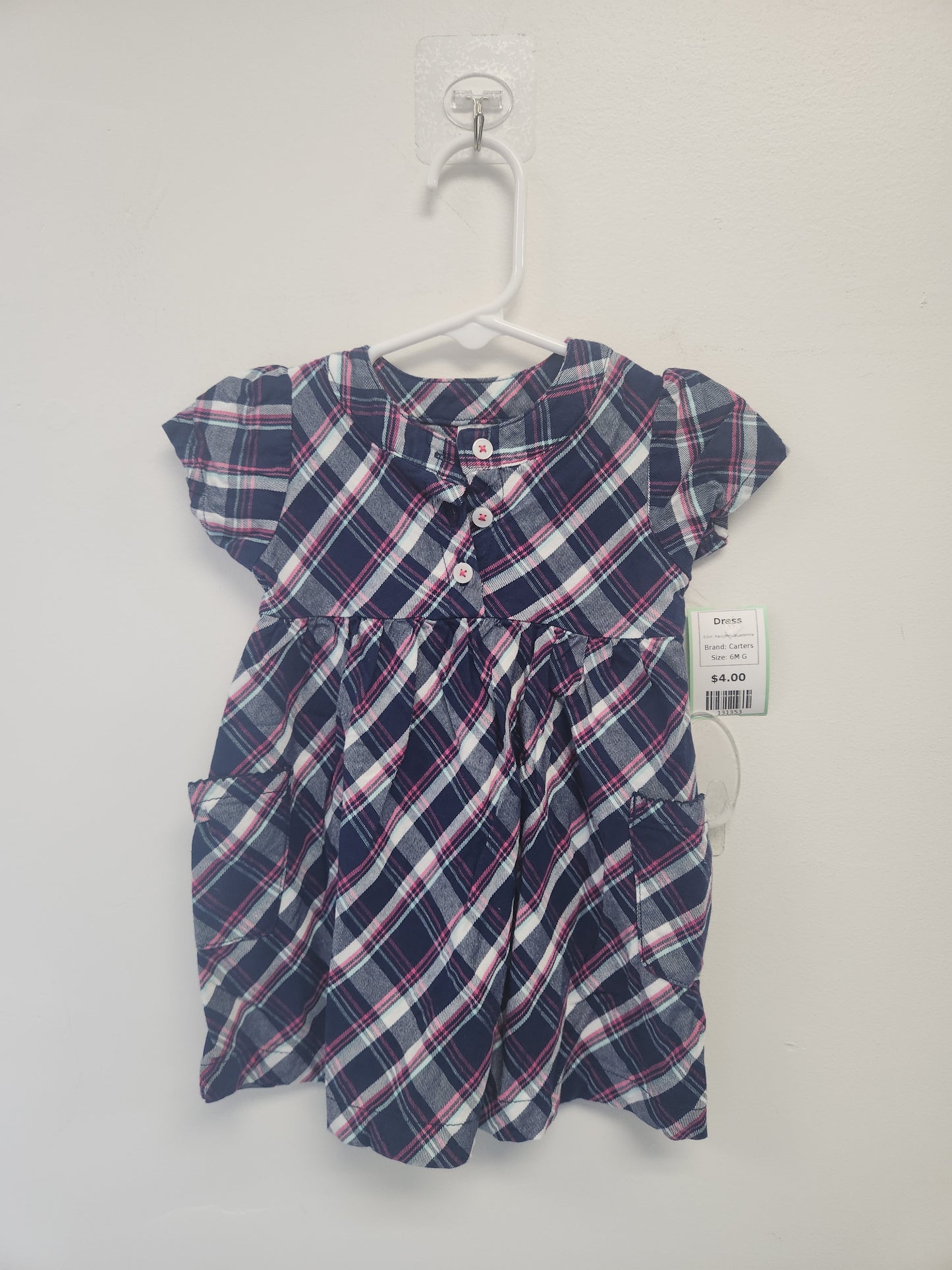 Navy/Pink/Blue/White Carters Dress, 6M G