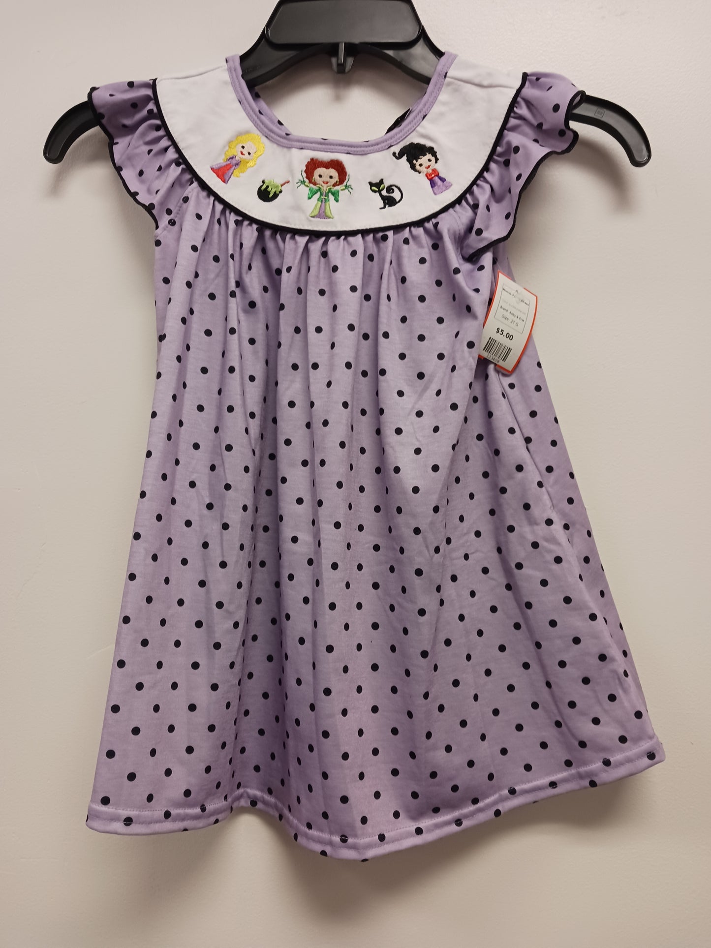 purple poka dot Abby & Erie Hocus Pocus Dress, 2T G