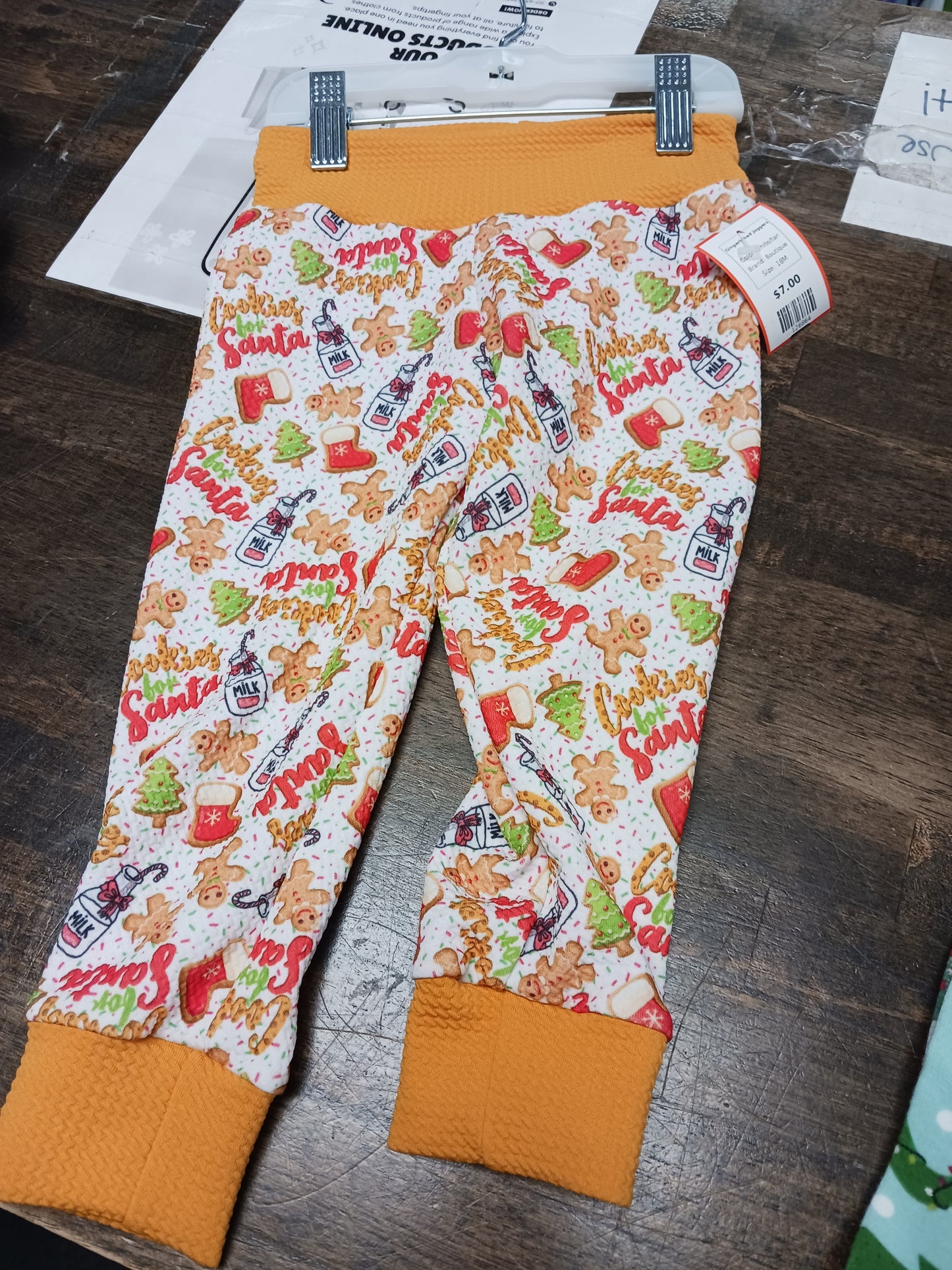 white/tan Boutique Gingerbread Joggers, 18M