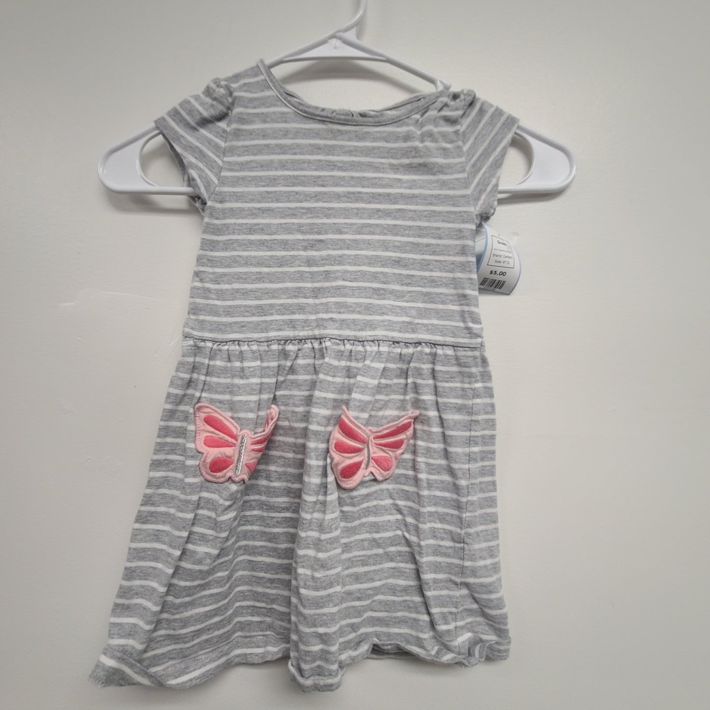 Grey/White Striped Carters Dress, 4T G