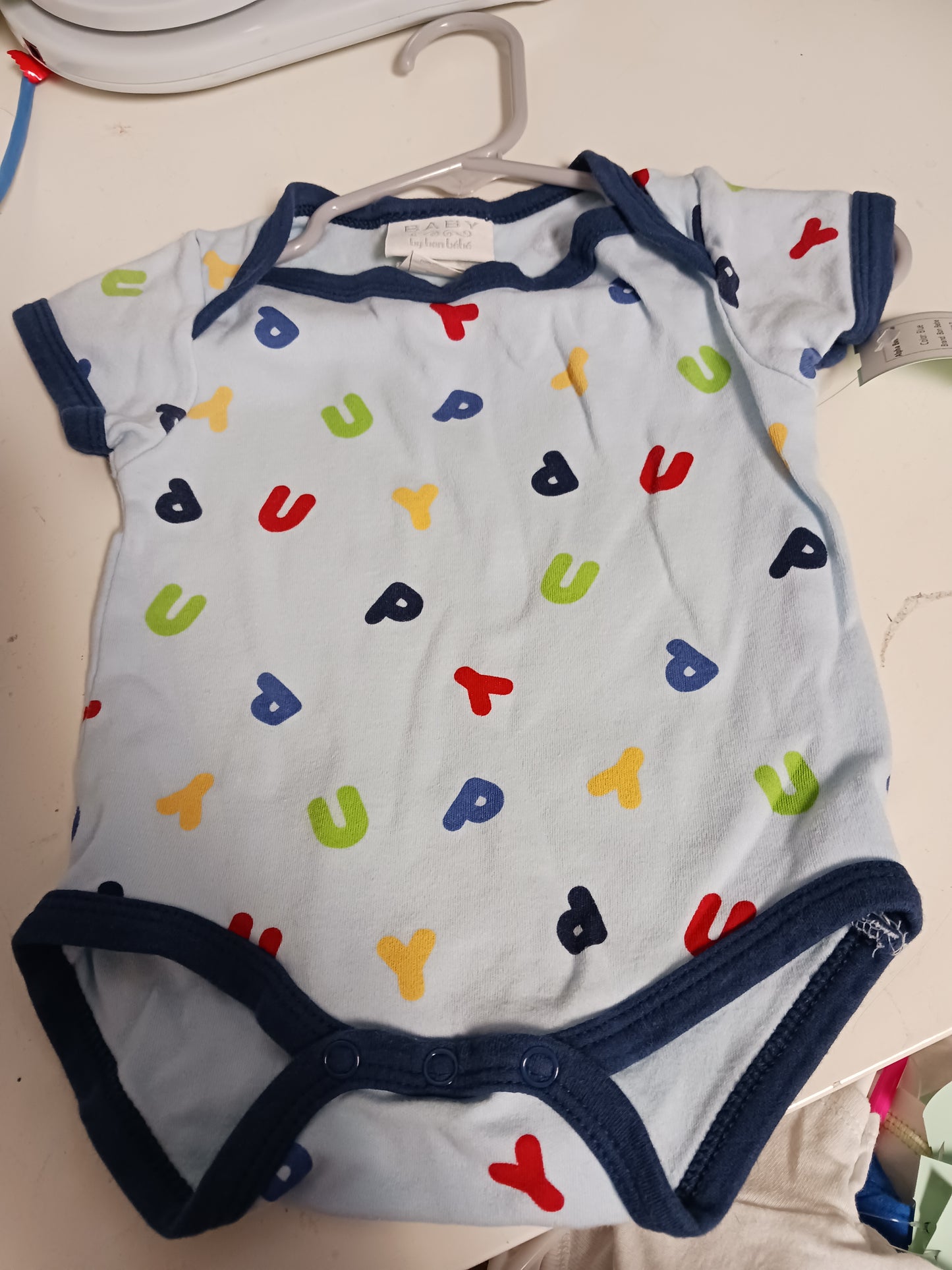 Blue Bon Bebe Alpha Bet Onesie, 3-6M B