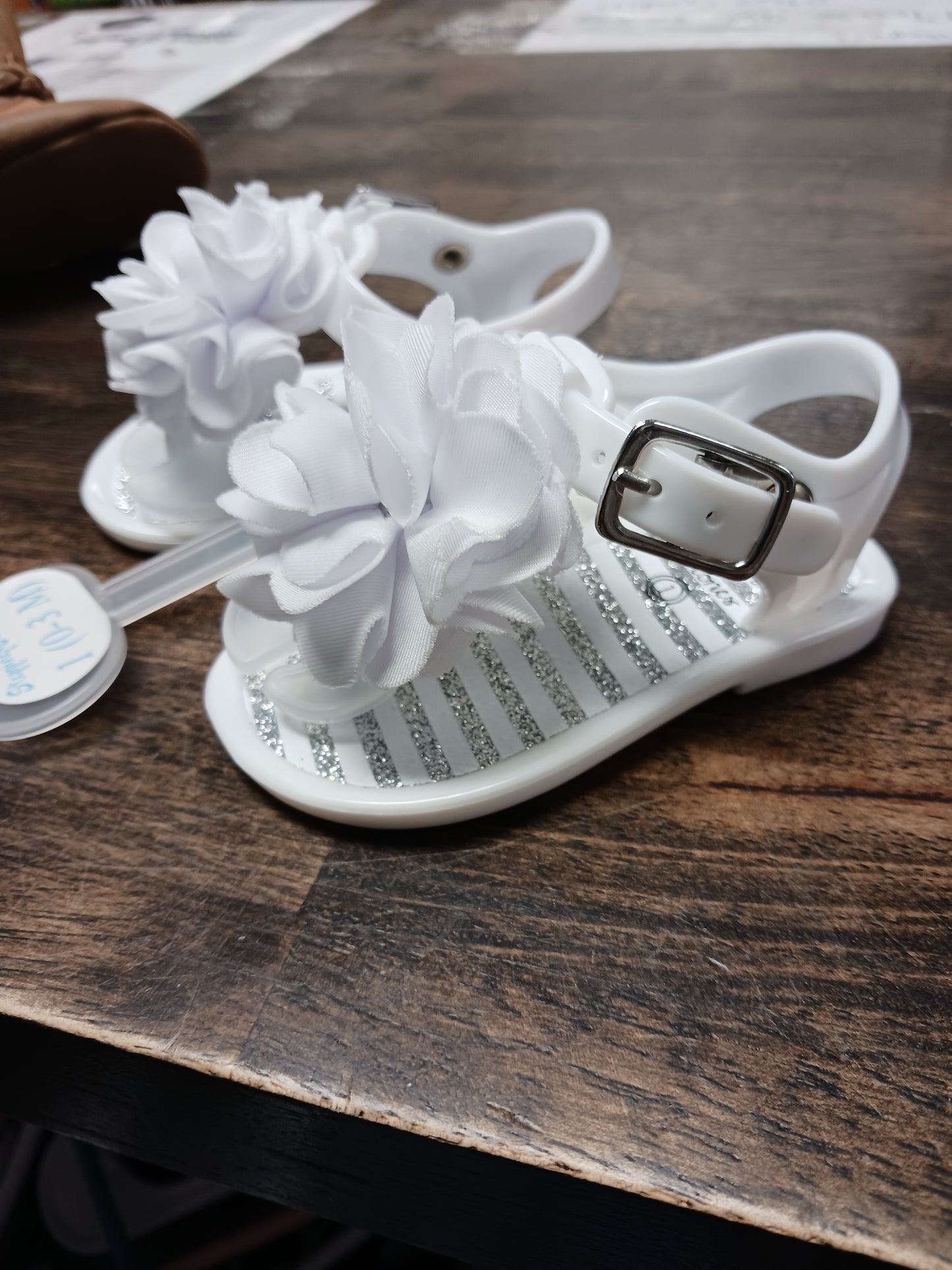 White Stepping Stones Sandals, 1C G