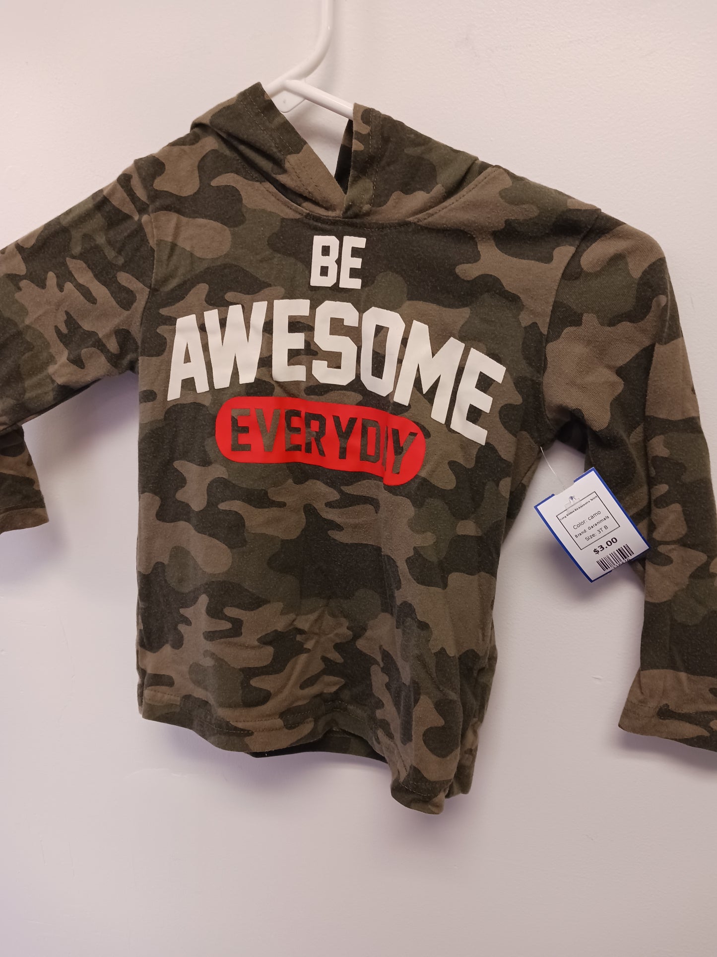 camo Garanimals Long Sleeve Be Awesome Tshirt, 3T B