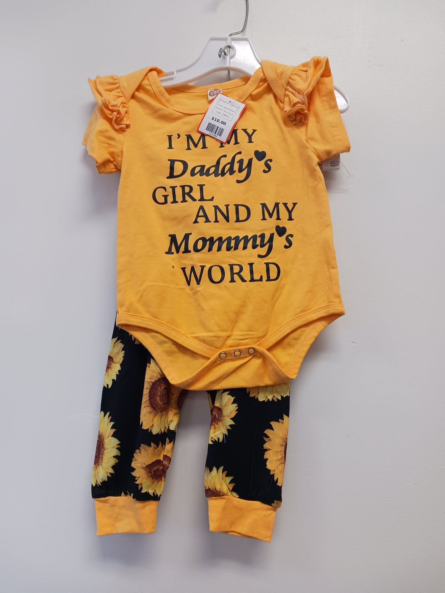 yellow/black Boutique 3 Piece Sunflower Set, 18M G