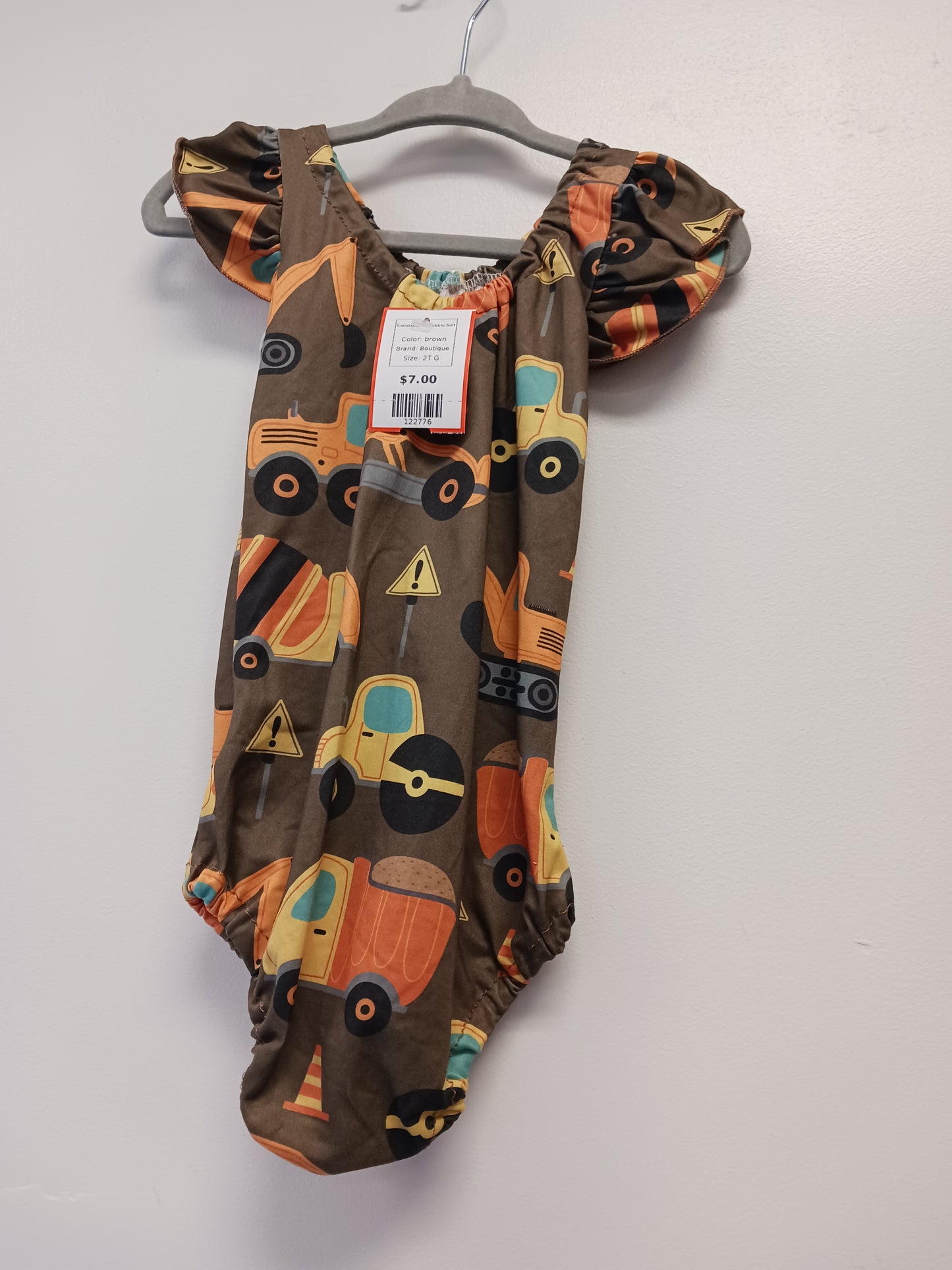 brown Boutique Construction Bubble Suit, 2T G