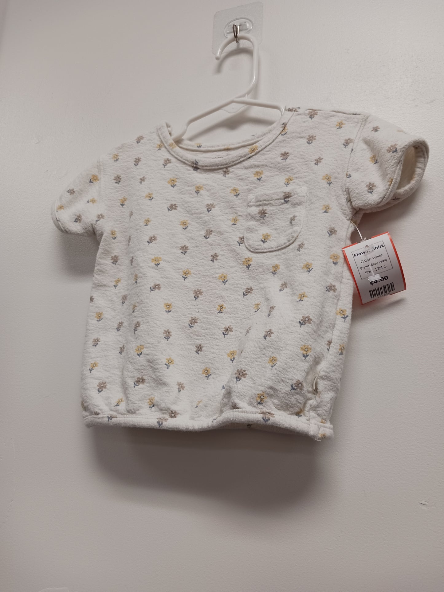white Easy Peasy Flower Shirt, 12M G