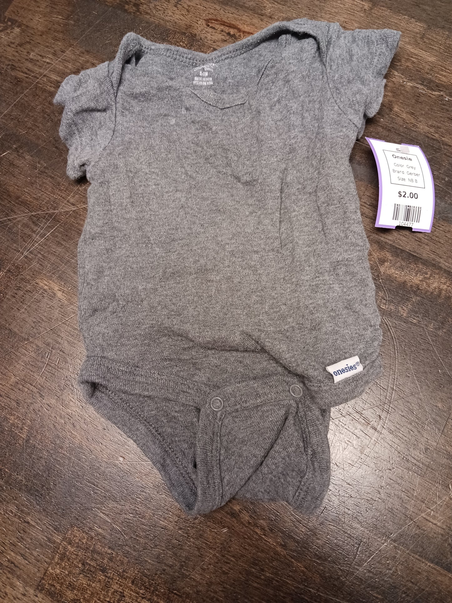 Grey Gerber Onesie, NB B