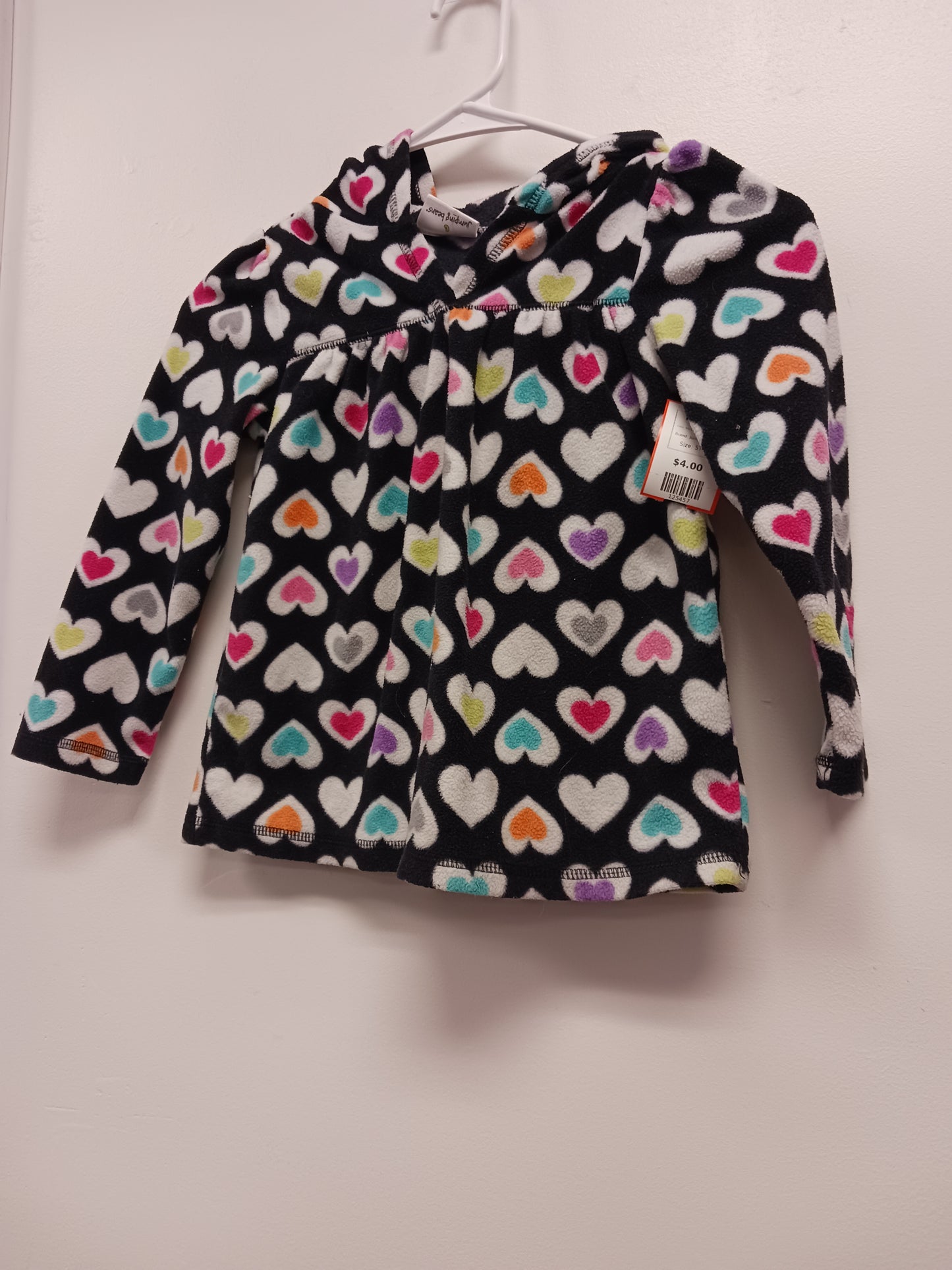 Black/White/Colorful Heart Jumping Bean Hoodie, 5T G