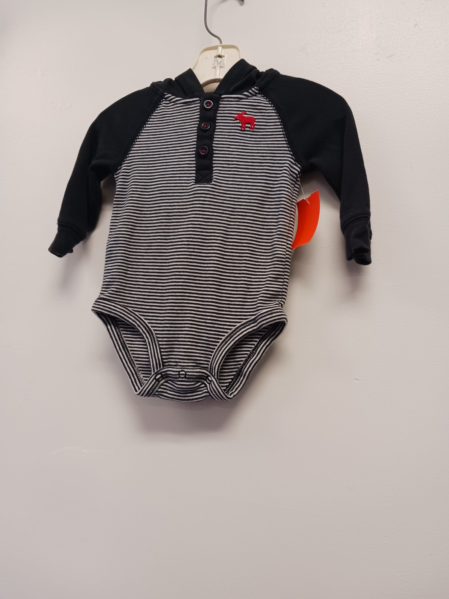 Blue Carters Long Sleeve Hooded Stripe Onesie, 6M B