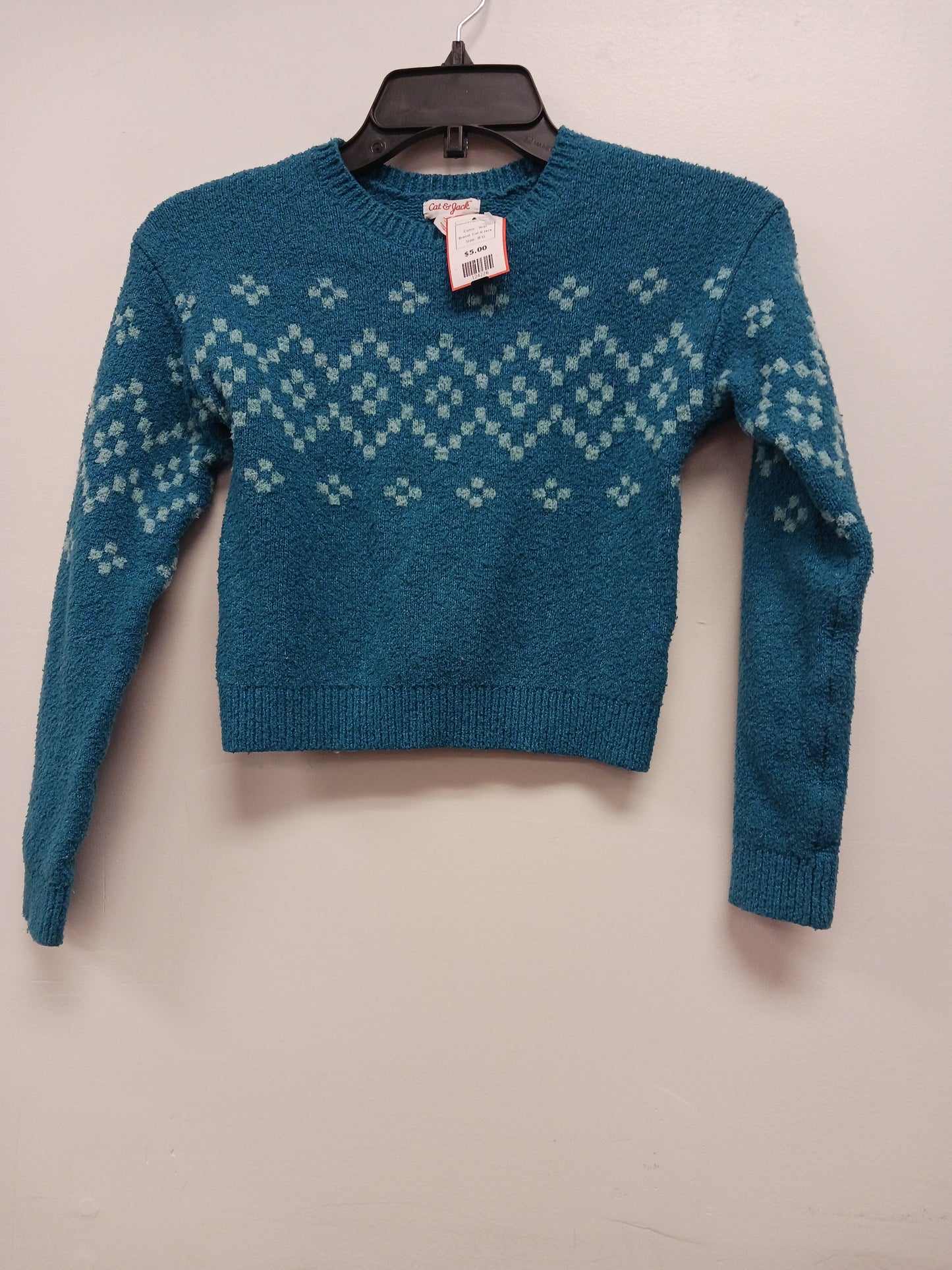 Teal Cat & Jack Diamond Pattern Sweater, 8 G