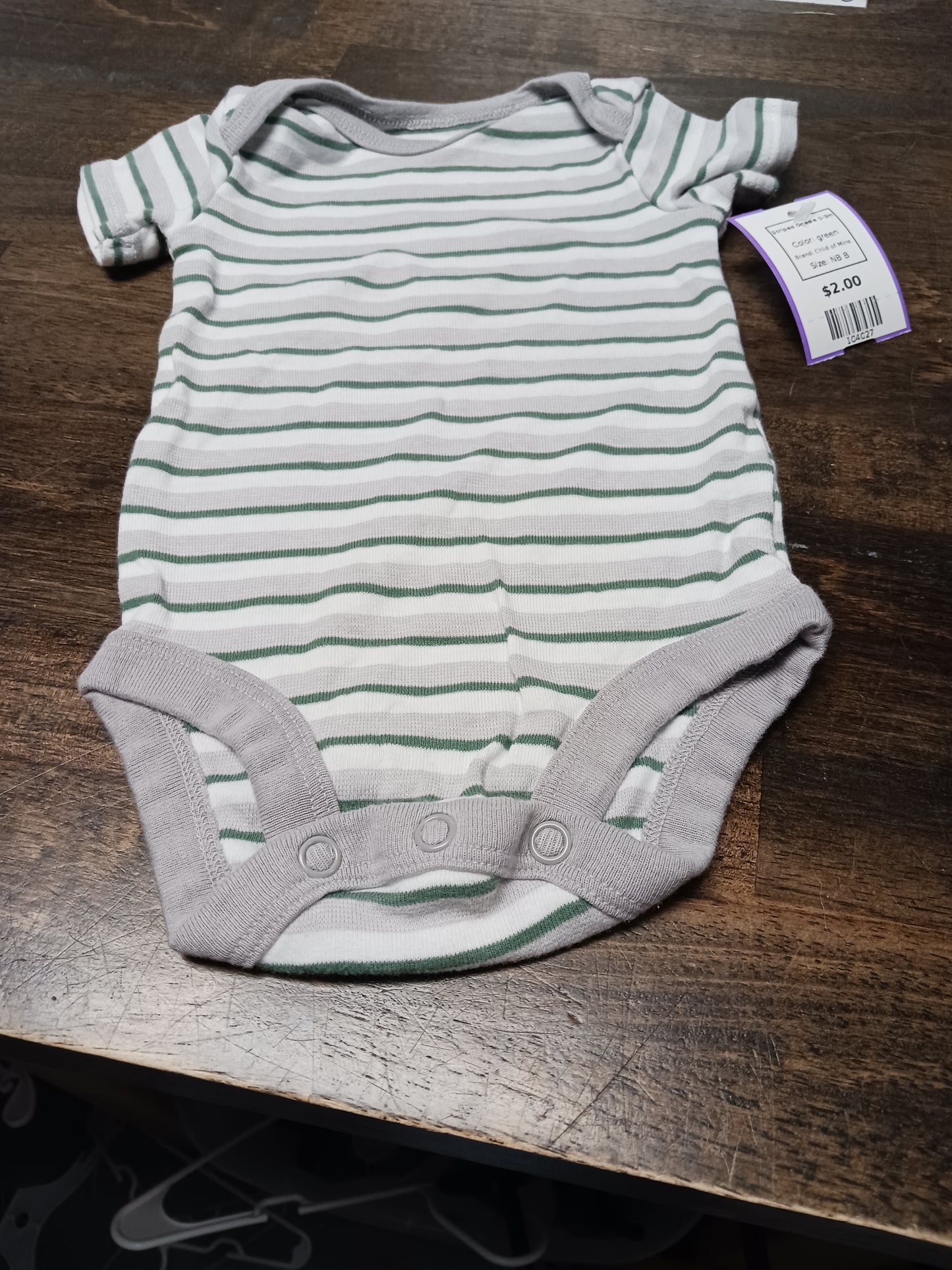 green Child of Mine Striped Onesie 0-3m, NB B