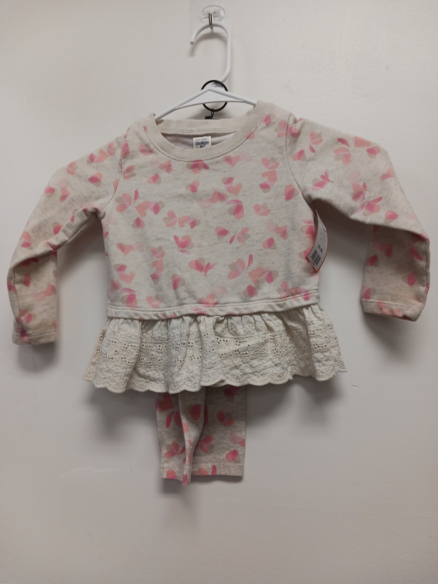 beige/pink OshKosh Hearts 2 Piece oufit, 2T G