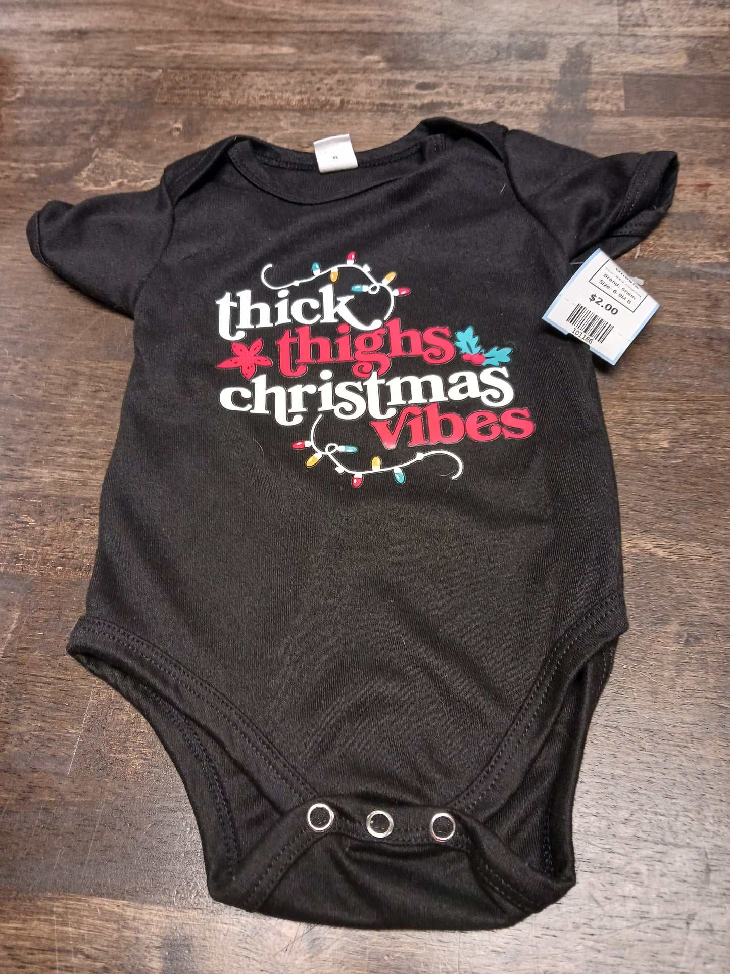 Black Christmas Shein Onesie, 6-9M B