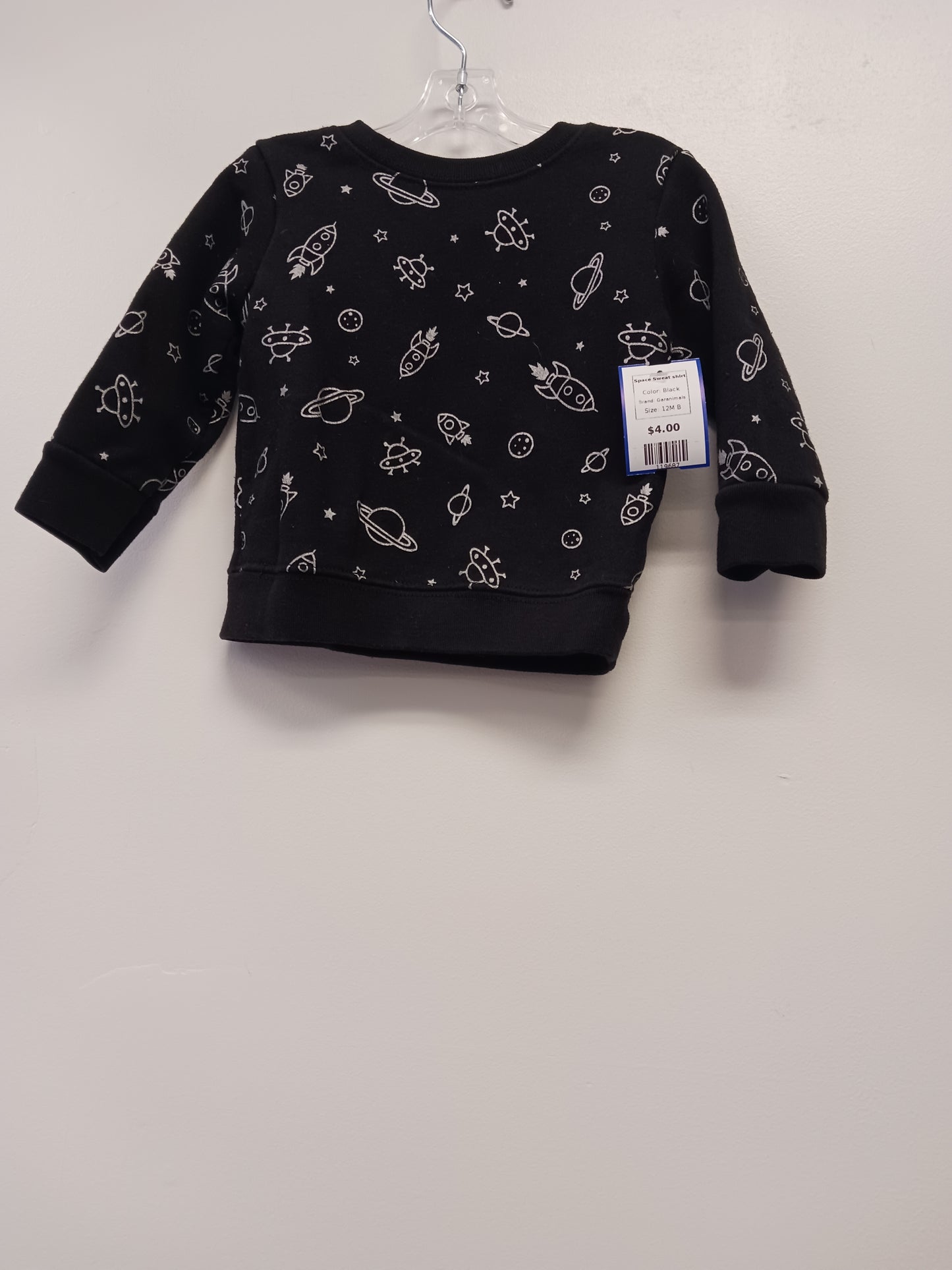 Black Garanimals Space Sweat shirt, 12M B