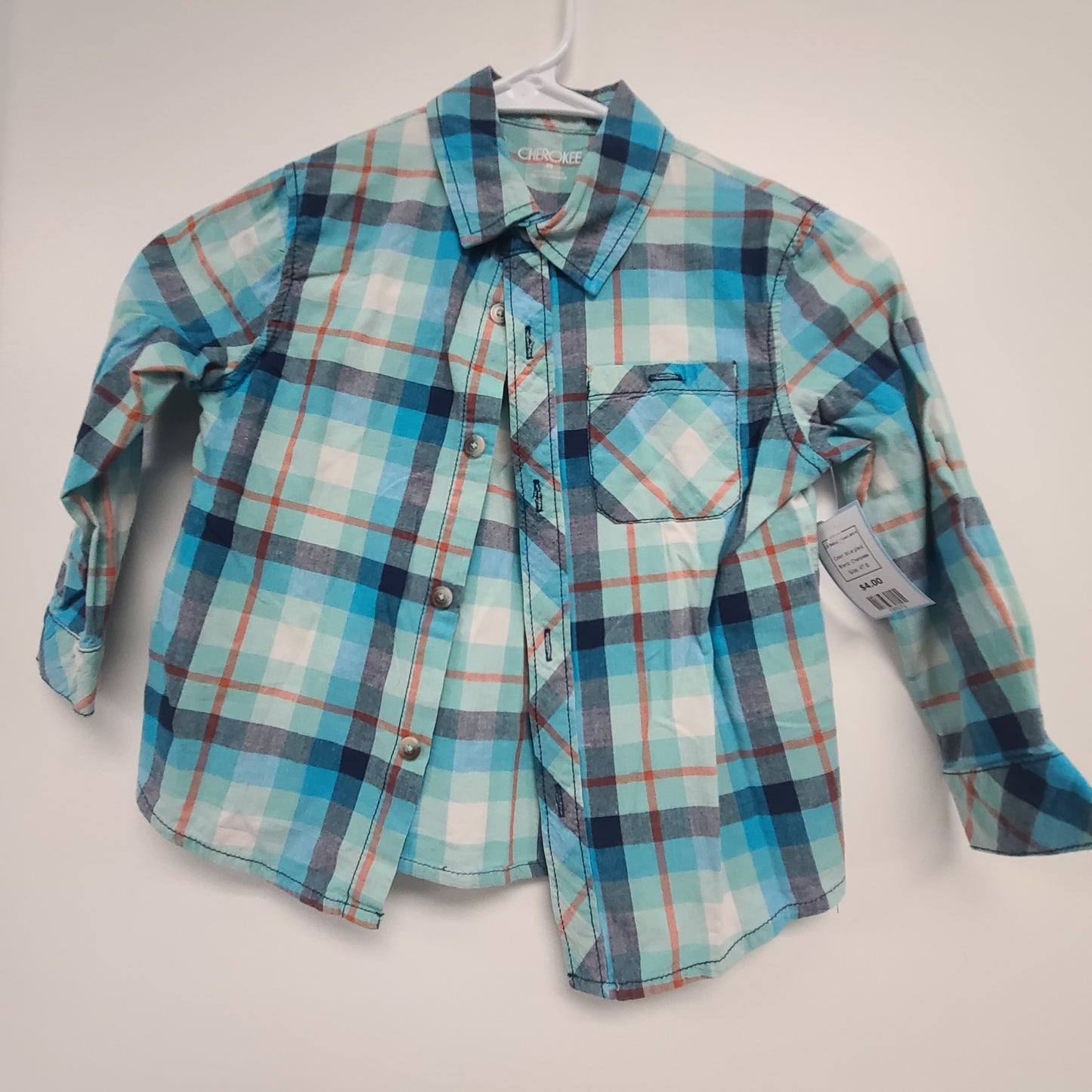 blue plaid Cherokee LS Button down shirt, 4T B