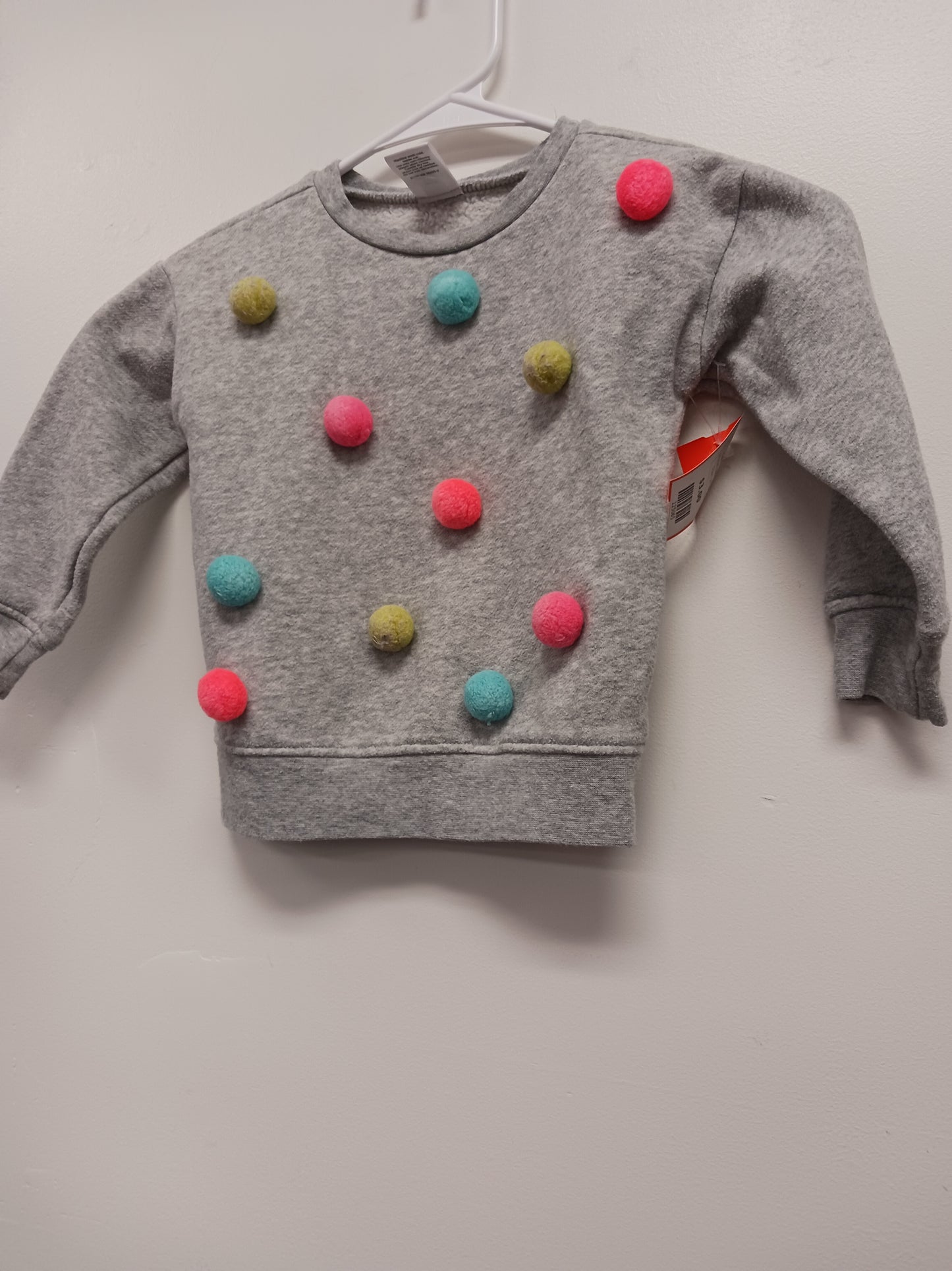 Grey Okie Dokie Pom Pom Sweatshirt, 2T G
