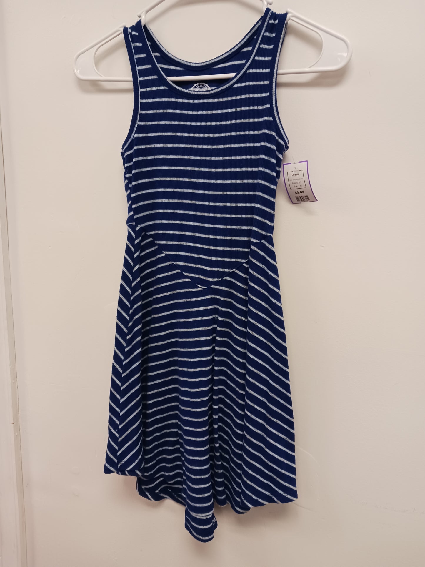 Navy/Grey Striped SO Dress, 7 G
