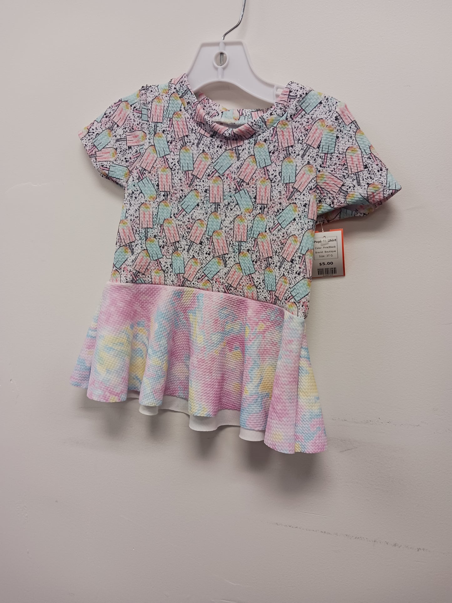 Pink/Black Boutique Popicle Shirt, 3T G
