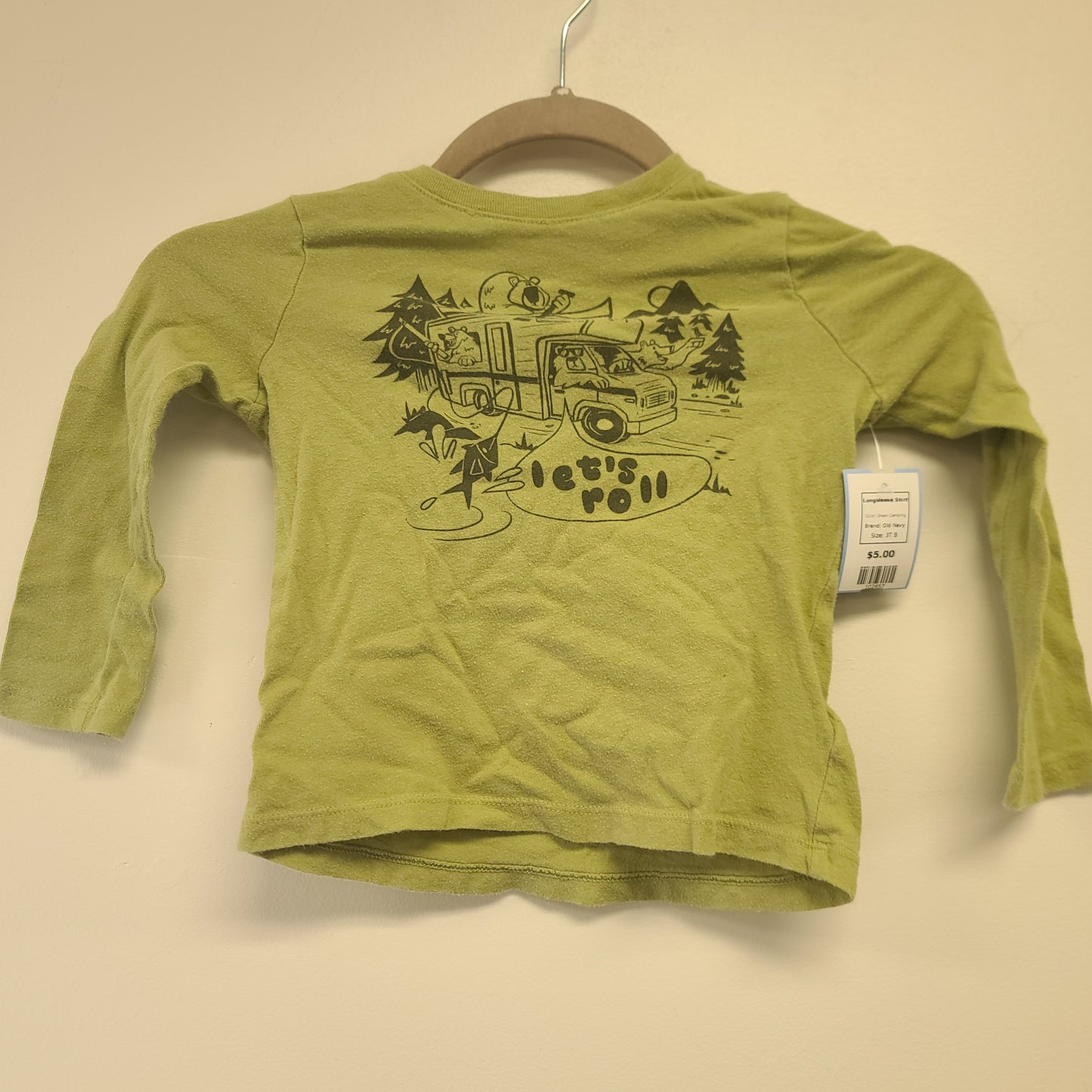 Green Camping Old Navy Longsleeve Shirt, 3T B