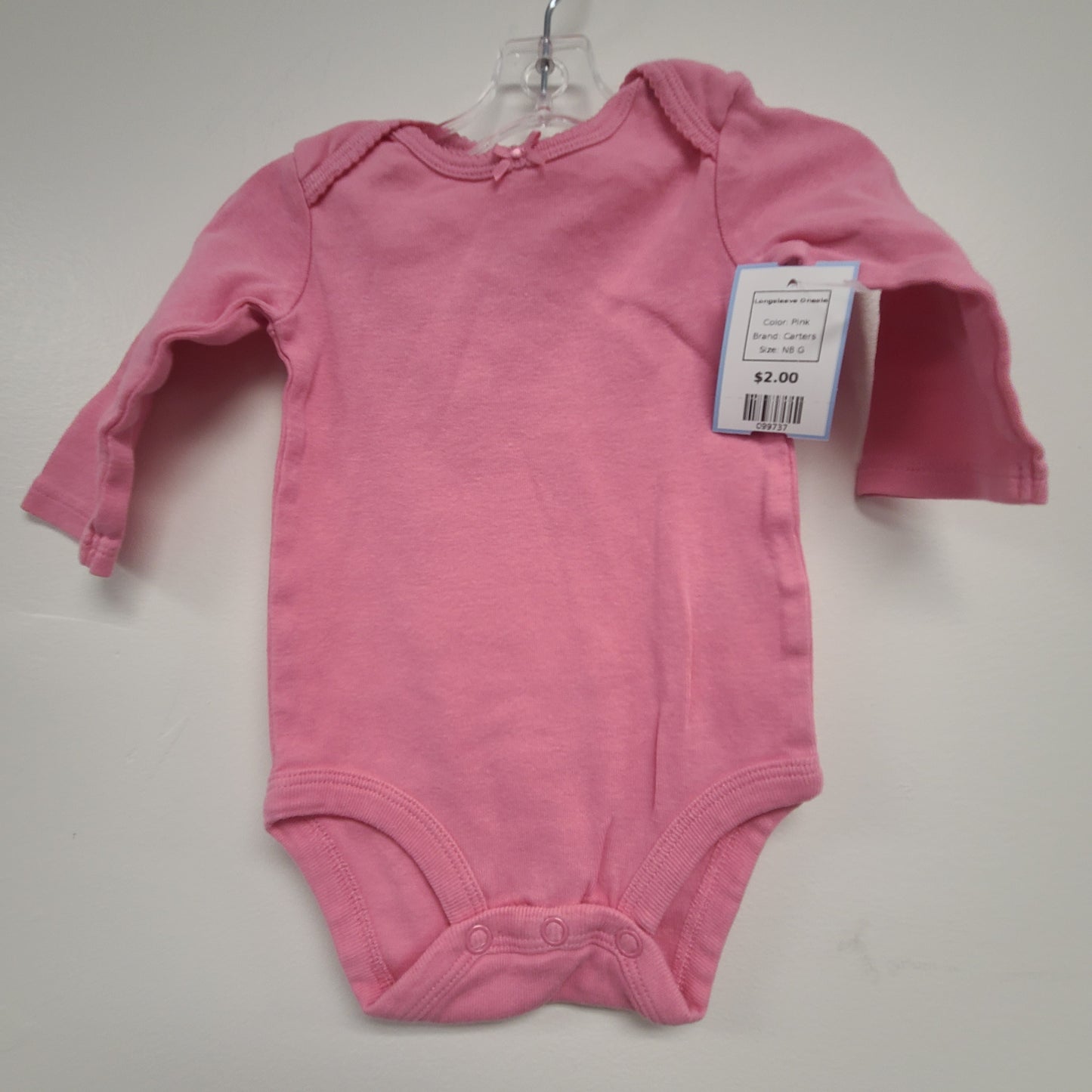 Pink Carters Longsleeve Onesie, NB G