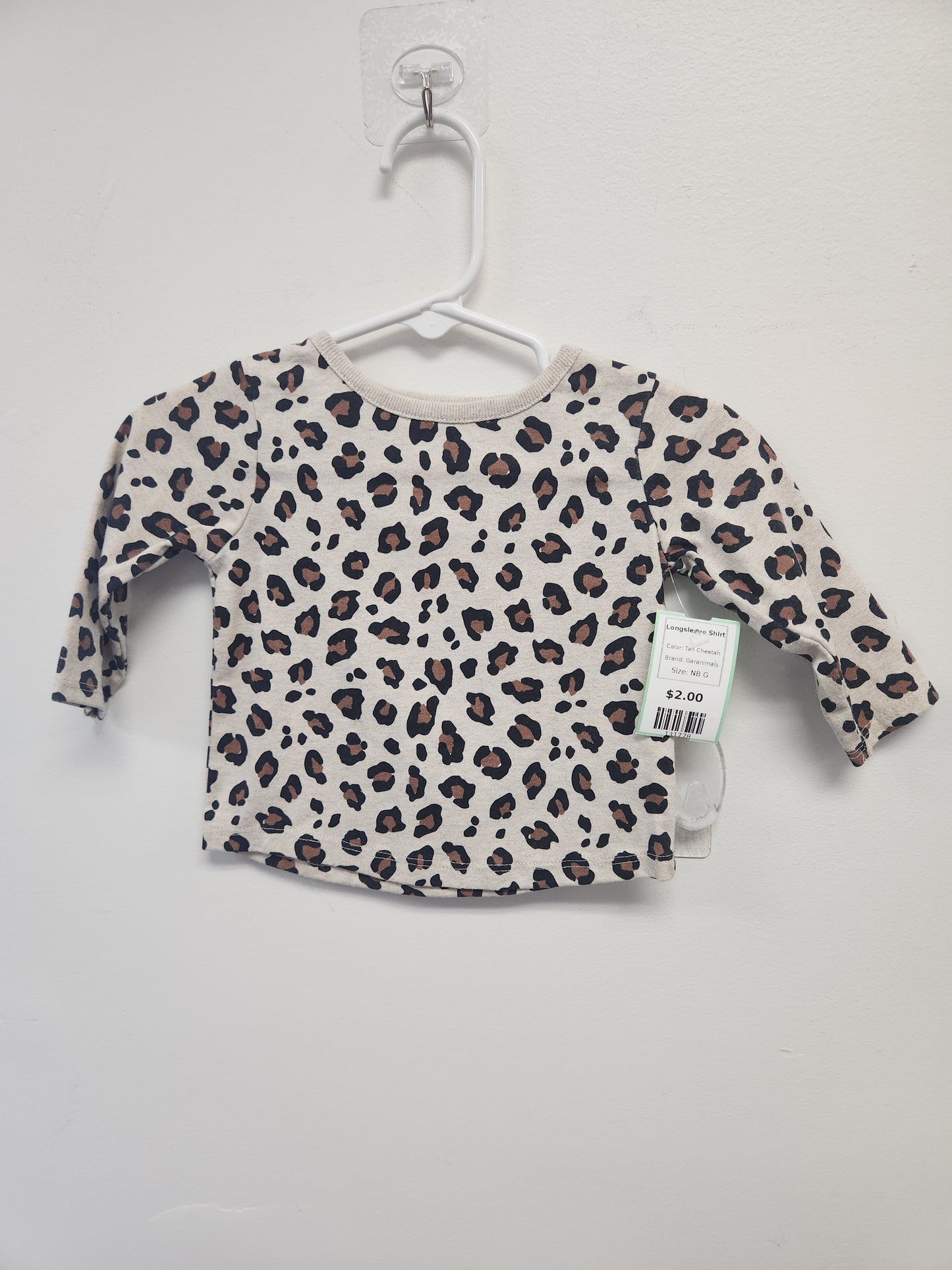 Tan Cheetah Garanimals Longsleeve Shirt, NB G