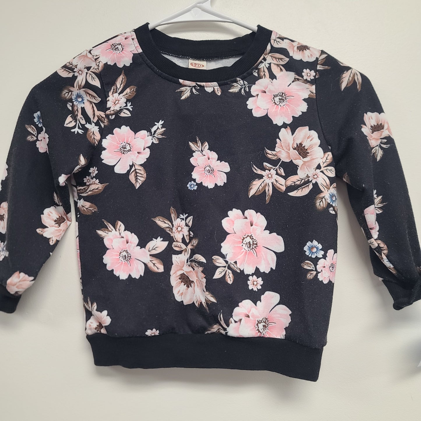 Black/Pink Flower Boutique Longsleeve Shirt, 4T G