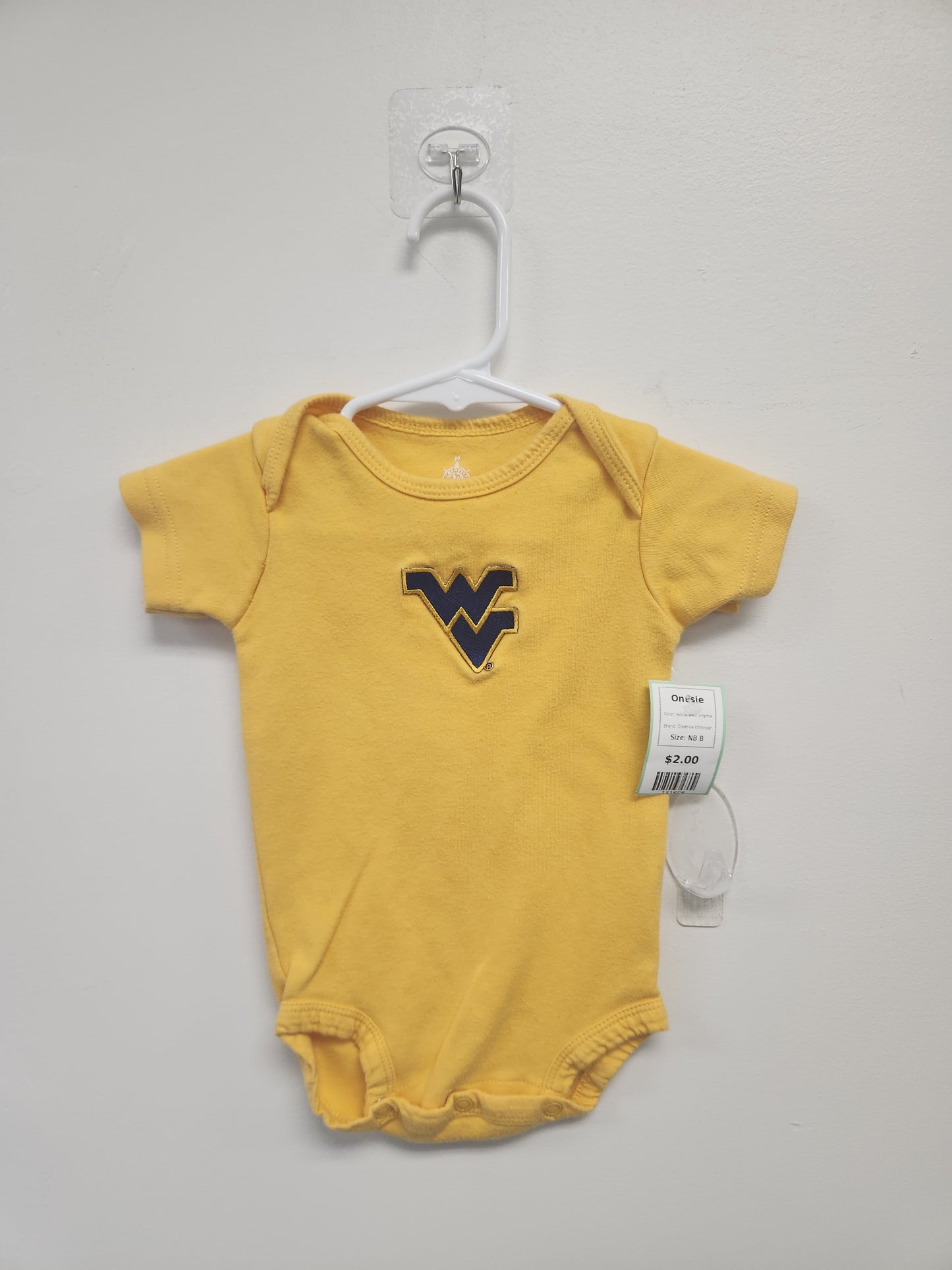 Yellow West Virginia Creative Knitwear Onesie, NB B