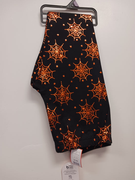 Black/Orange Wonder Nation Halloween Spiderweb Leggings, 18 G
