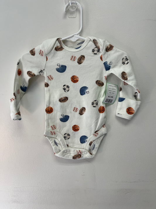 White Sports Carters Longsleeve Onesie, 3M B