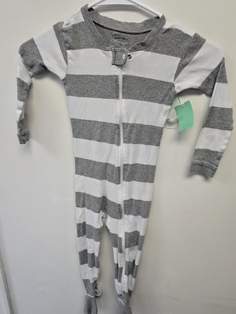 Grey/White Striped Burt's Bees Baby Sleeper, 2T B