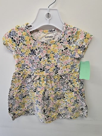 White/Colorful Flowers Old Navy Dress, 6M G