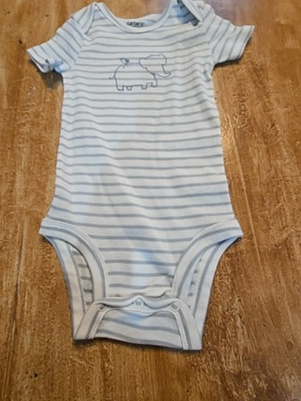 Blue/white stripe Carters Elephant onesie, 12M B
