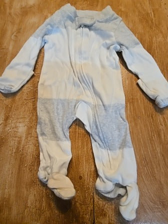 Grey/white Honest baby clothing Stripe sleeper, NB B