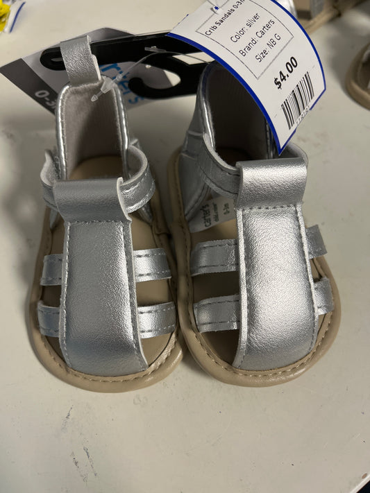 silver Carters Crib Sandals  0-3m, NB G
