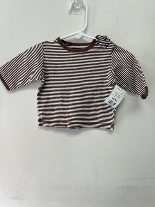 Brown/White Striped Carters Longsleeve Shirt, 3M B