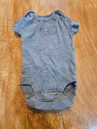 Grey Carters Dirt magnet onesie, NB B
