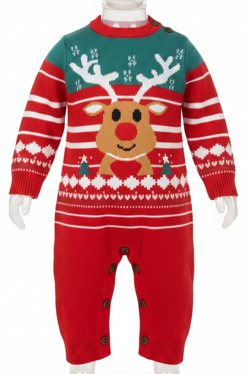 Red/green  Longsleeve one piece, 12M  B