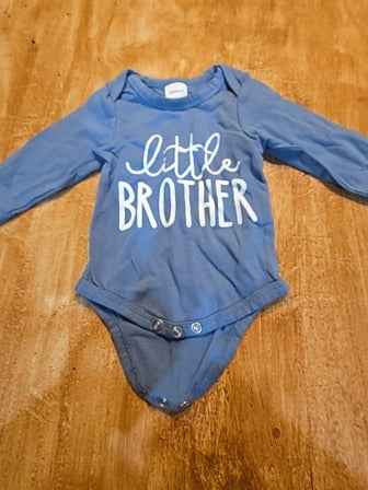 Blue  Little brother long sleeve onesie, NB B