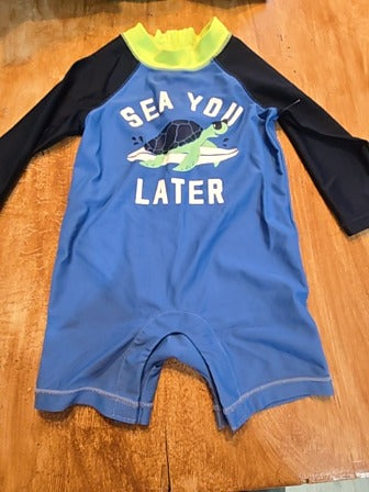 Blue/green Gap Sea you later 1 piece swim suit, 6M B