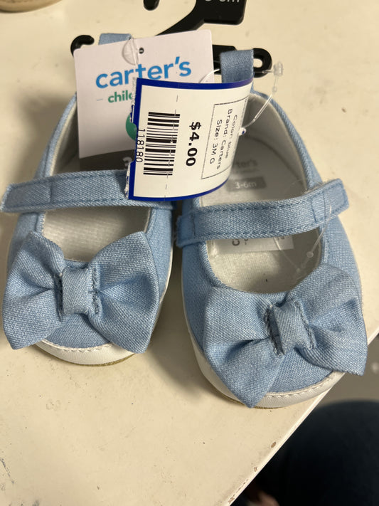 blue Carters Box Crib shoes 0-3m, NB G