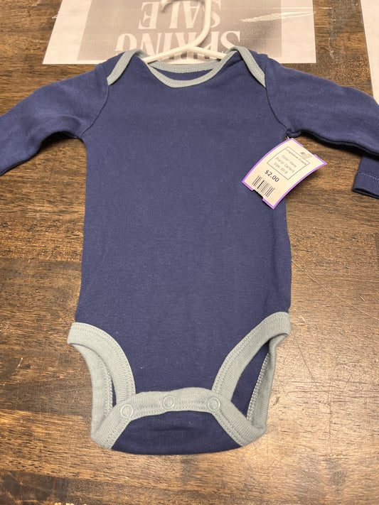 Navy Carters Longsleeve Onesie, 3M B