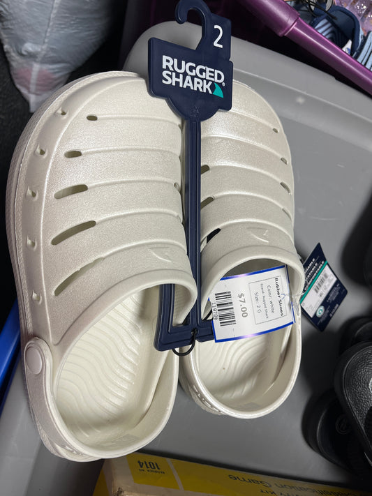 white Rugged Shark Rubber Shoes, 2 G
