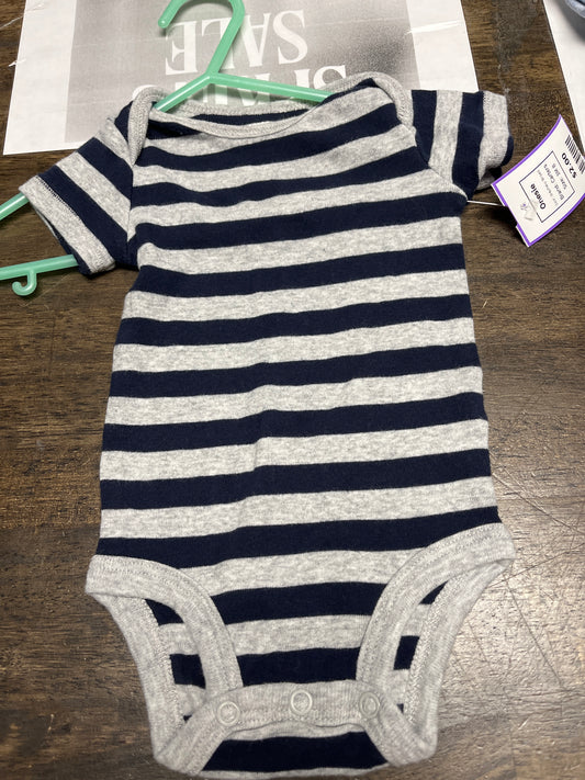 Grey/Navy Striped Carters Onesie, 3M B