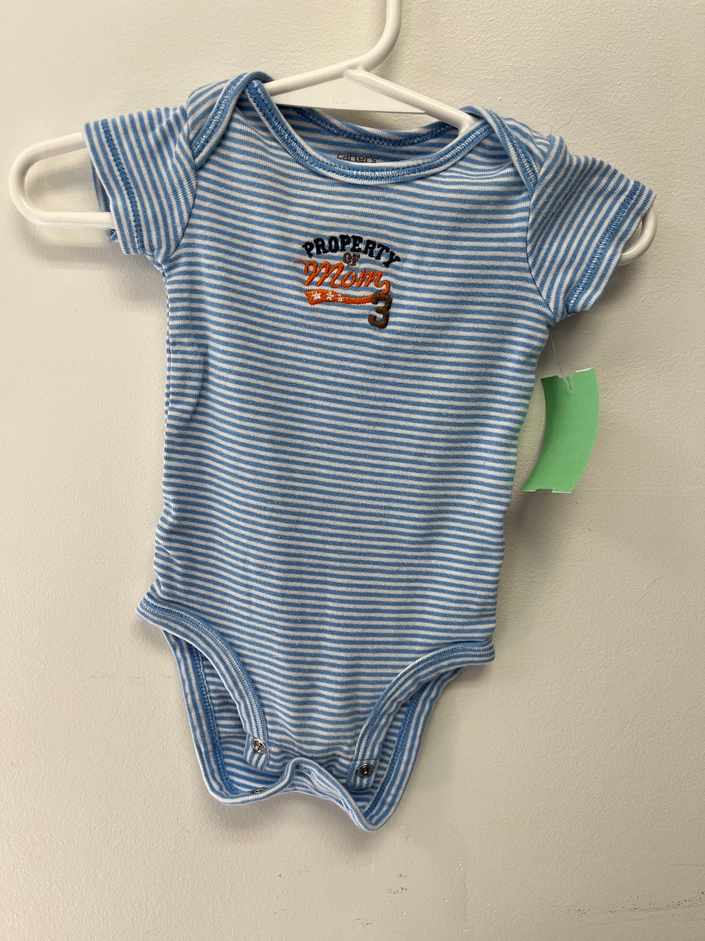 Blue/White Striped Carters Onesie, 3M B