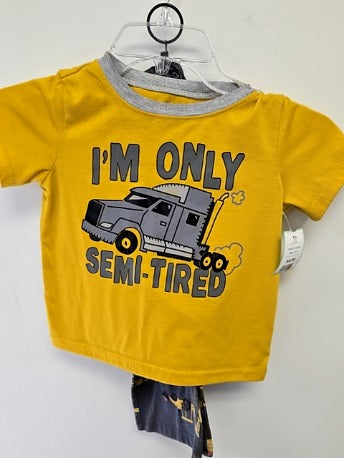 Yellow/Grey Construction Carters Pjs, 4T B