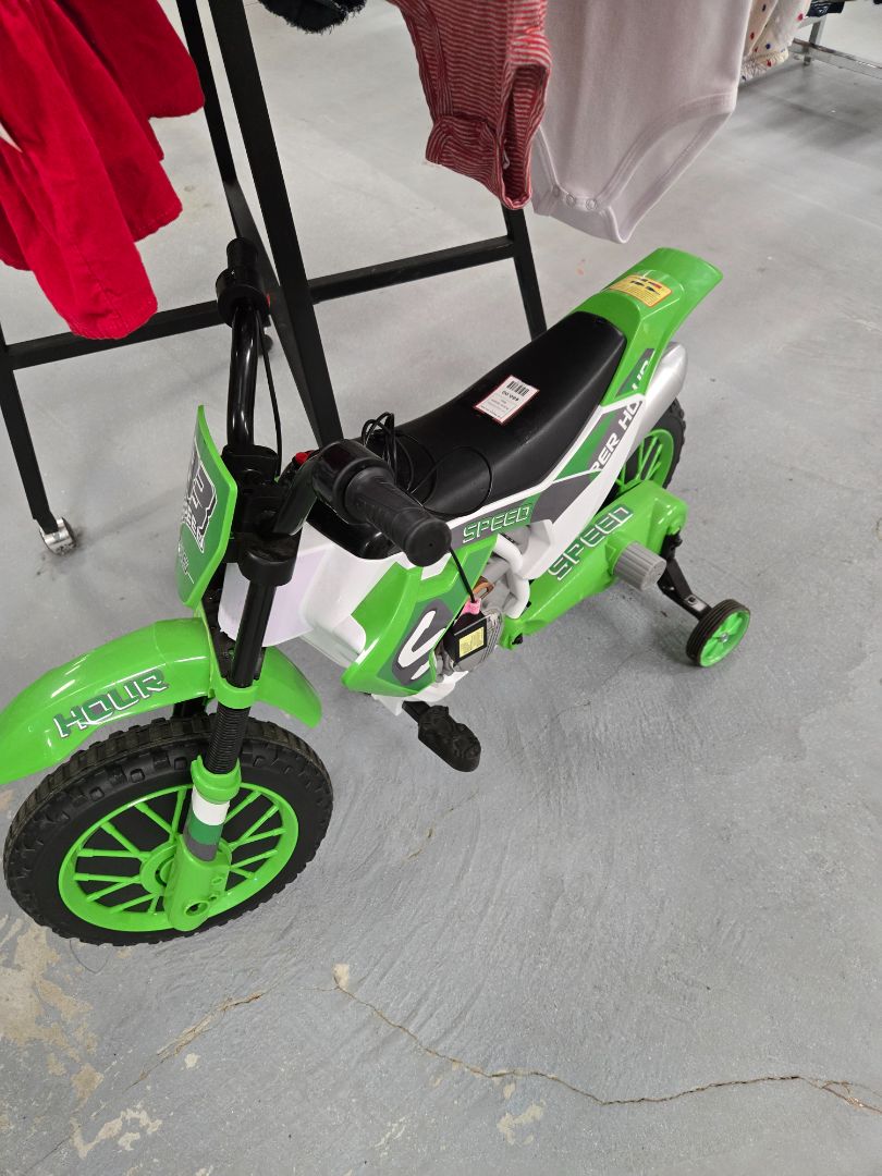 Green/White/Black Aosom 12V Electric Dirt Bike