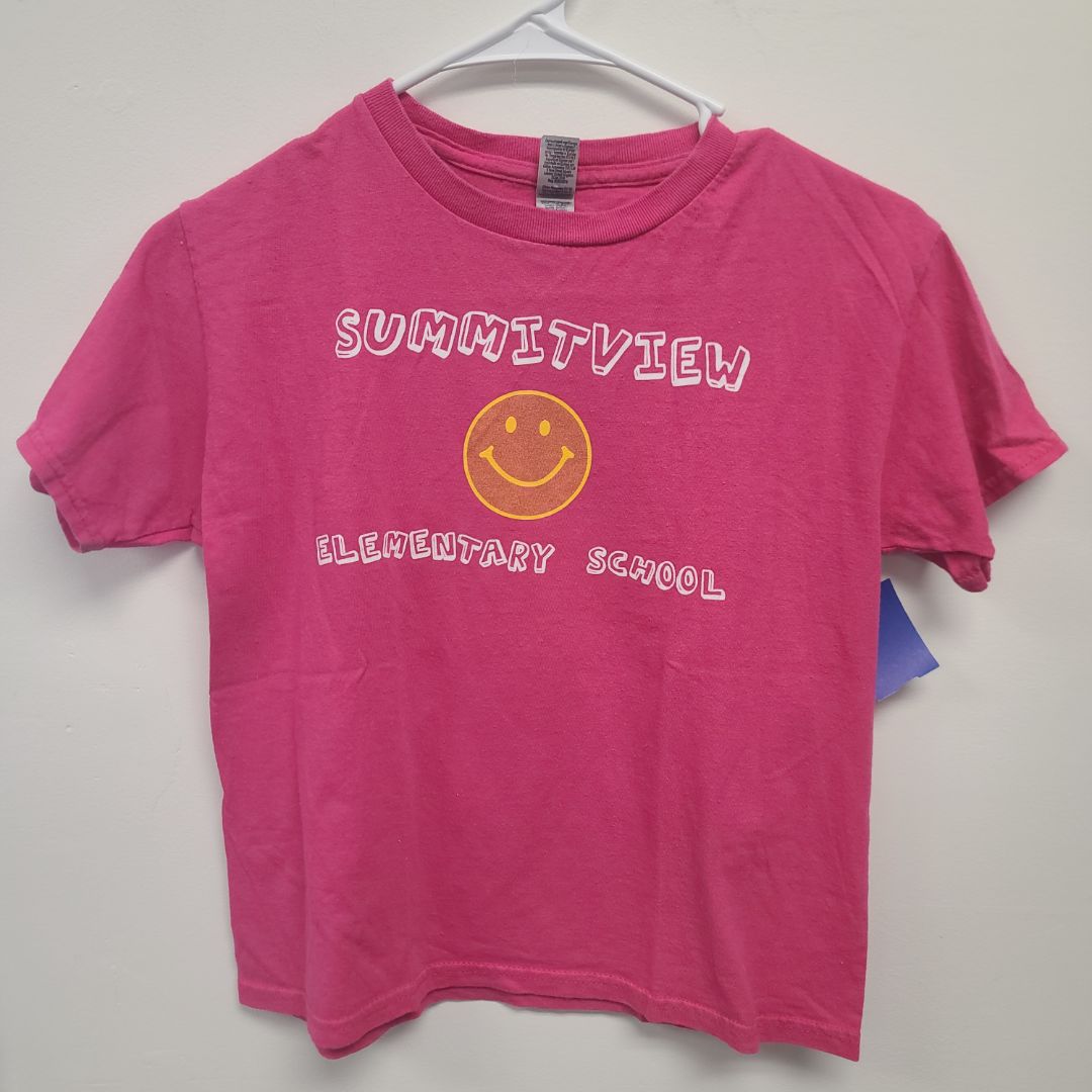 pink Gildan Smiley Tshirt, 6 G