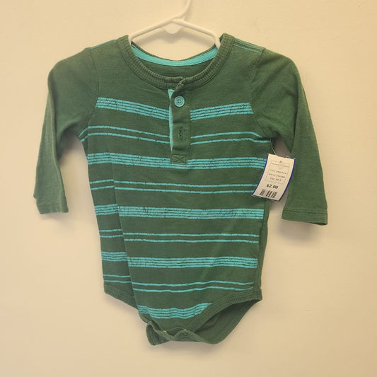green/blue Cherokee Long Sleeve Striped Onesie, 9M B